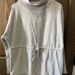 Light Gray Drawstring Waist Sweatshirt Hoodie